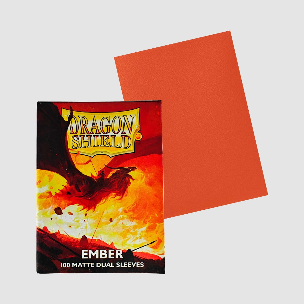 Dragon Shield Standard Size Matte Dual Sleeves Ember 100 Stück Packung für Sammelkarten mit oranger Hülle