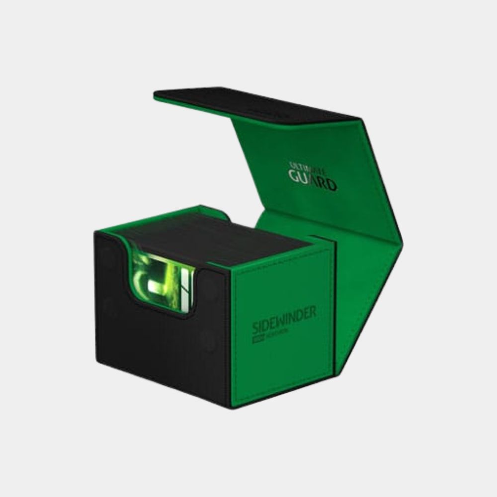 Ultimate Guard Sidewinder 100+ Xenoskin Black Green geöffnete Deck Box für Sammelkarten in Schwarz Grün