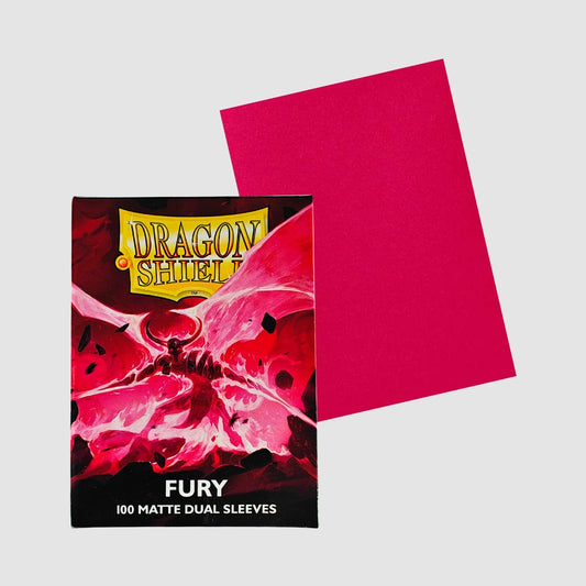 Dragon Shield Standard Size Matte Dual Sleeves Fury 100 Stück Packung für Sammelkarten mit pinker Hülle