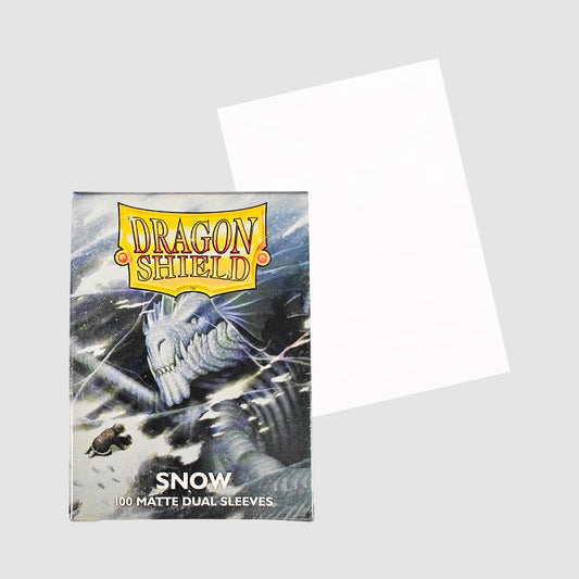 Dragon Shield Standard Size Matte Dual Sleeves Snow 100 Stück Packung für Sammelkarten mit weißer Hülle