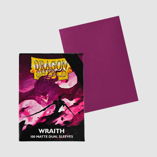 Dragon Shield Standard Size Matte Dual Sleeves Wraith 100 Stück Packung für Sammelkarten mit lila Hülle